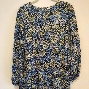 H&M Navy Blue Long Sleeve Floral Dress
